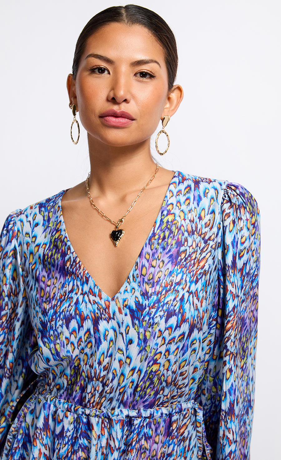 Peacock Print Midaxi Dress