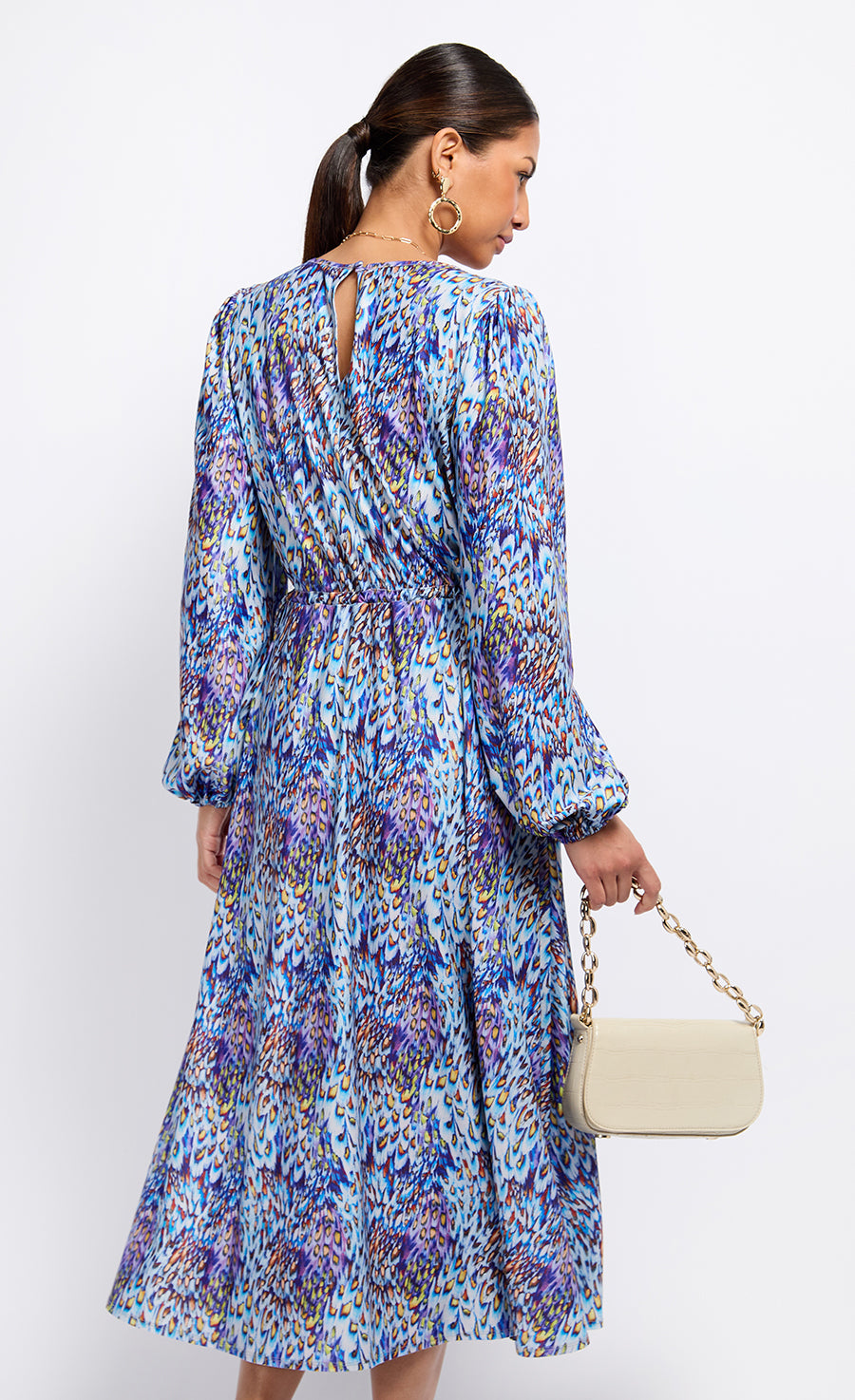 Peacock Print Midaxi Dress