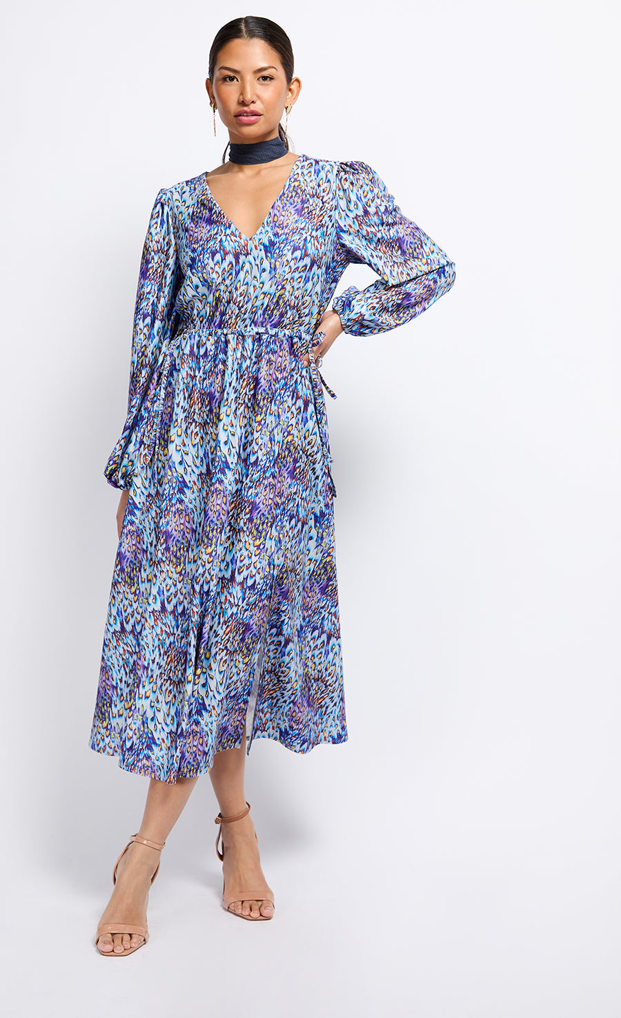 Peacock Print Midaxi Dress