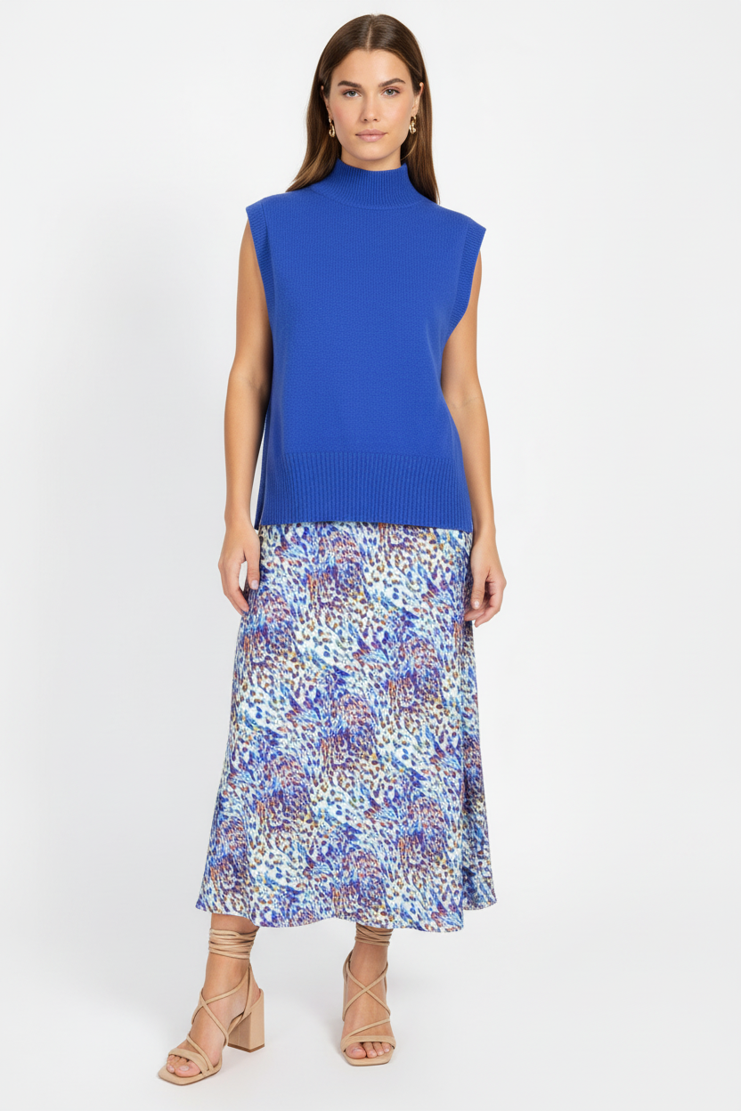 Peacock Print Midaxi Skirt