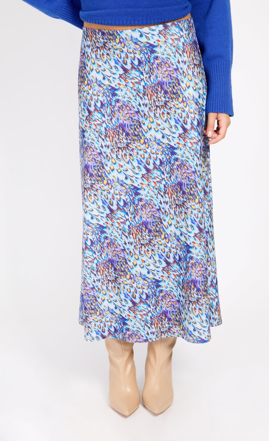 Peacock Print Midaxi Skirt