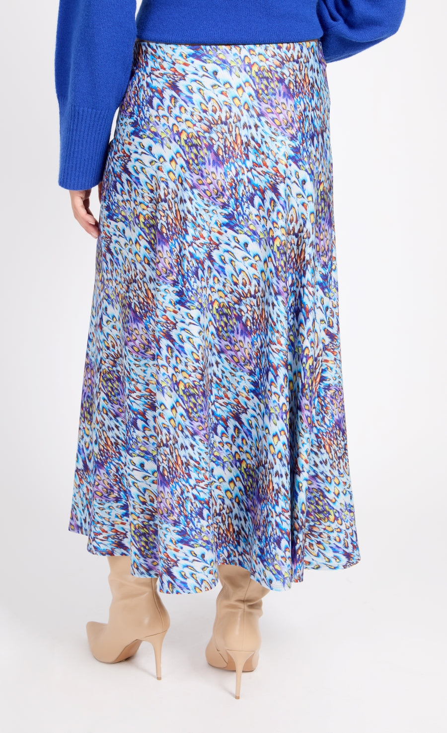 Peacock Print Midaxi Skirt