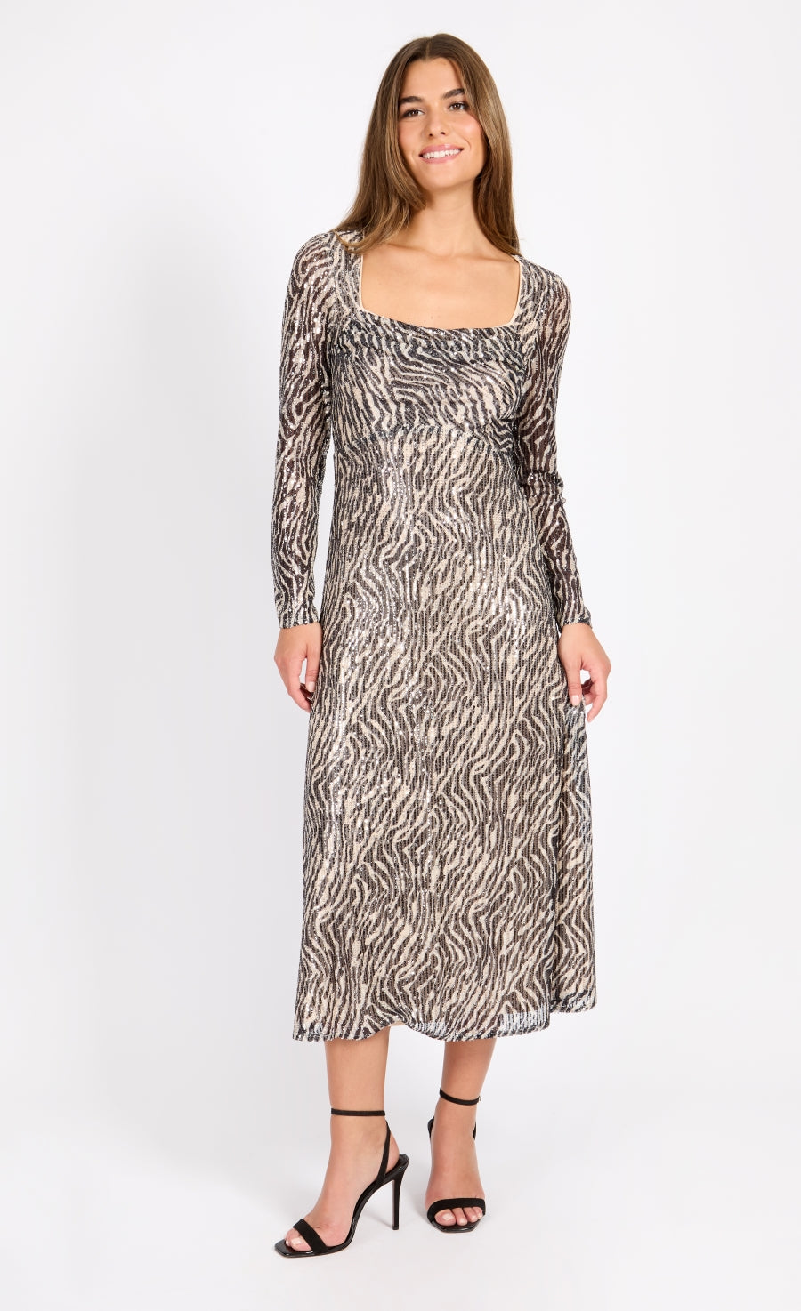 Animal Sequin Print Midaxi Dress