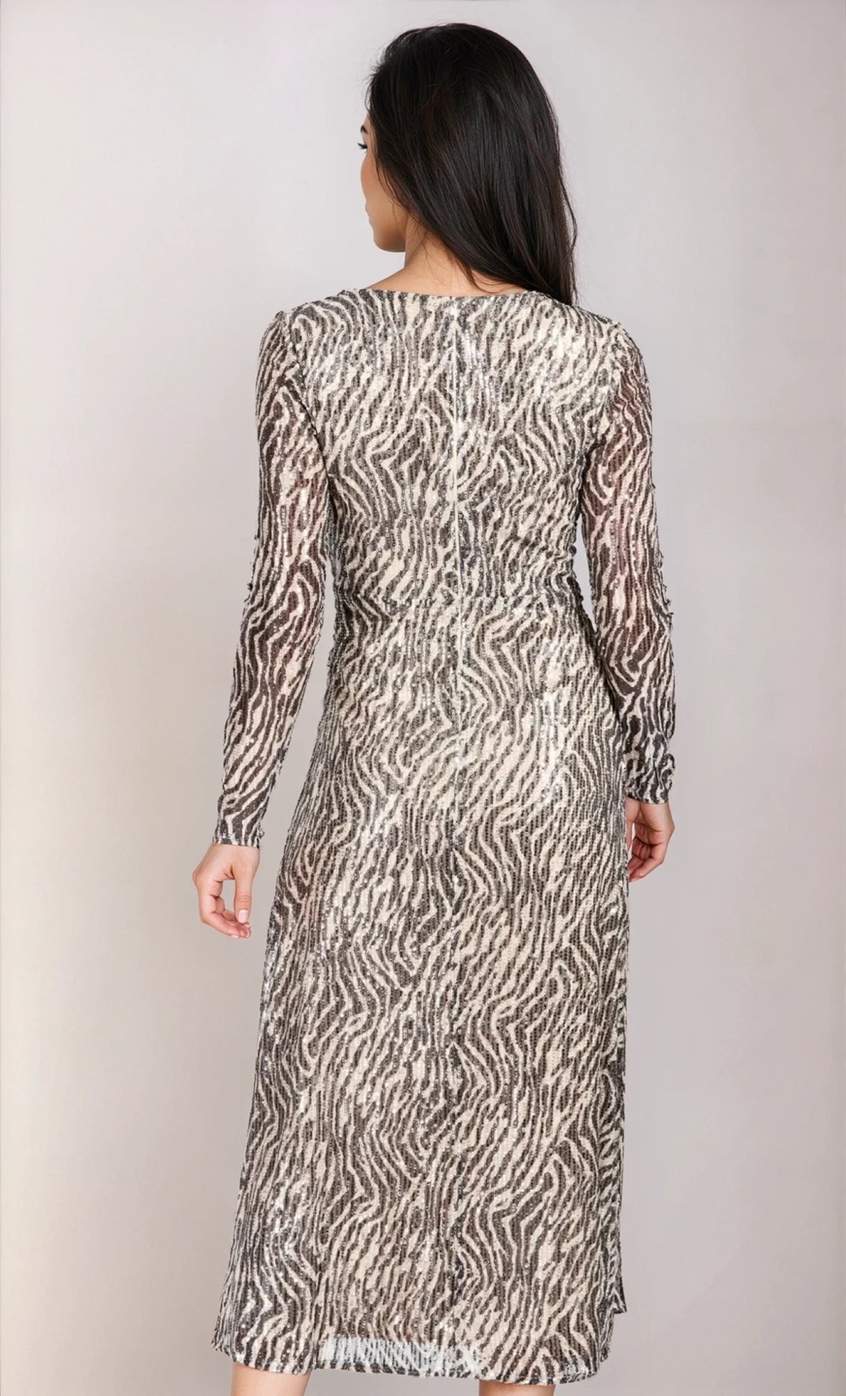 Animal Sequin Print Midaxi Dress