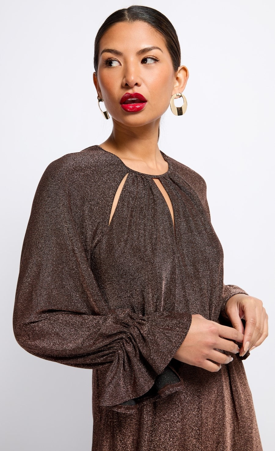 Brown Metallic Cut Out Jumpsuit