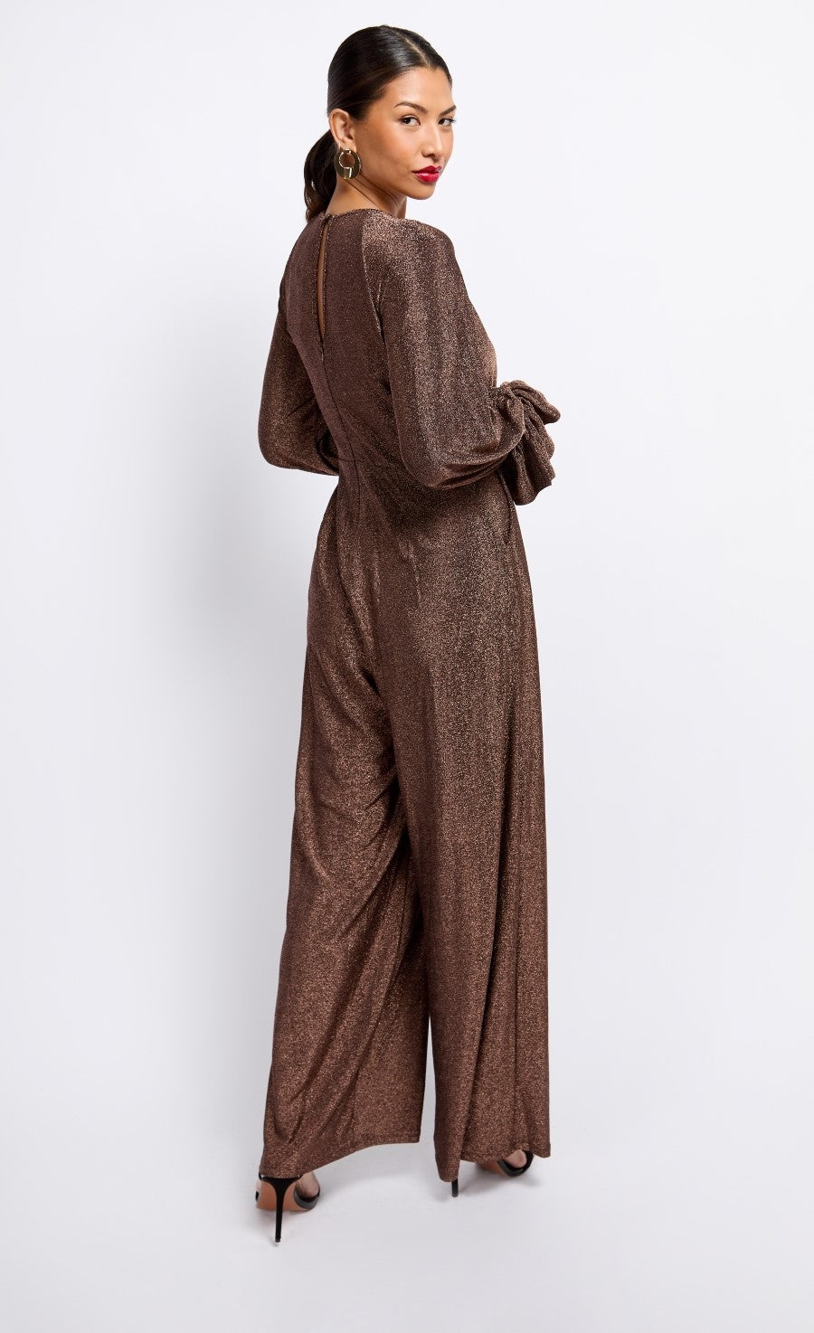 Brown Metallic Cut Out Jumpsuit