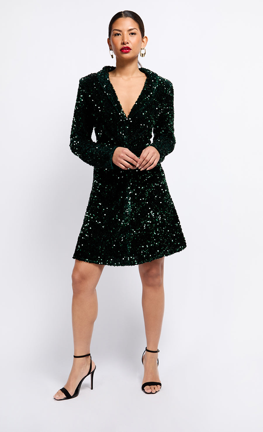 Green Sequin Velvet Mini Dress