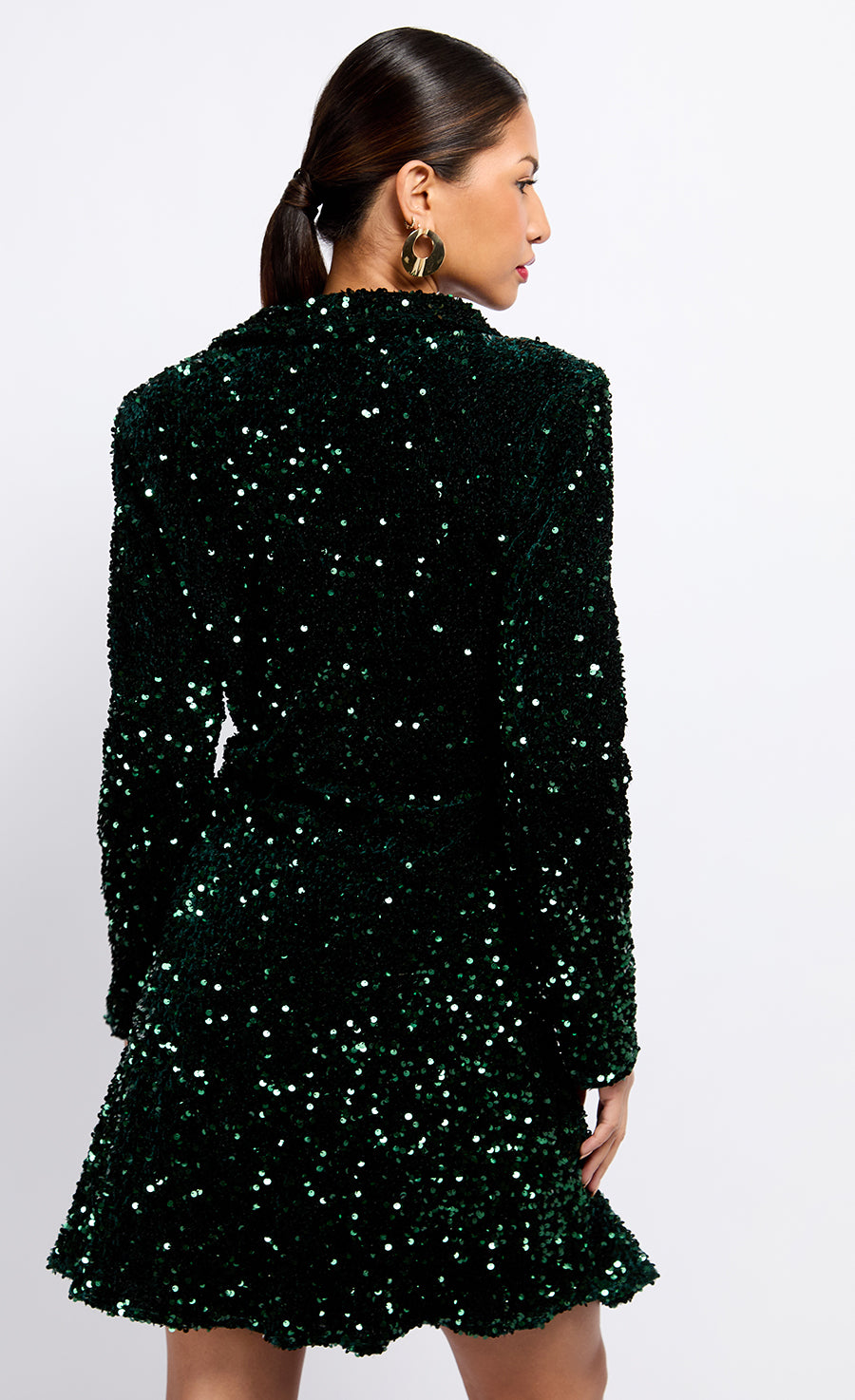 Green Sequin Velvet Mini Dress