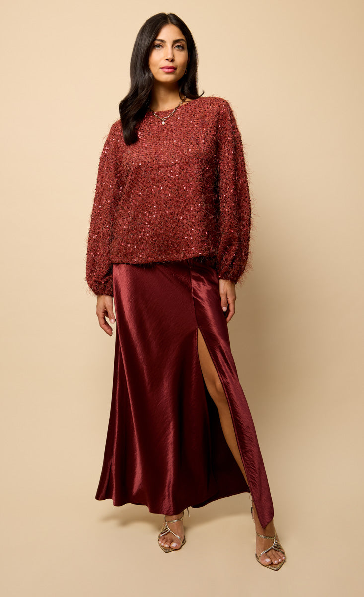 Mireille Cherry Sequin Eyelash Jumper