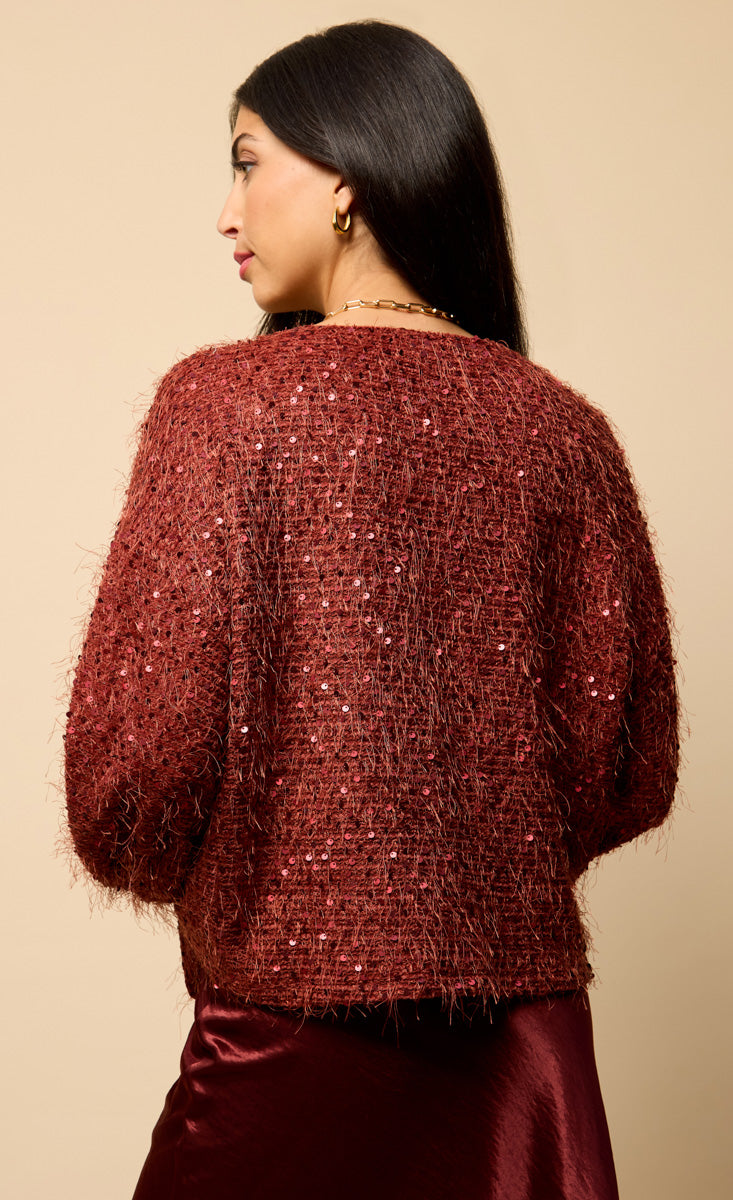 Mireille Cherry Sequin Eyelash Jumper