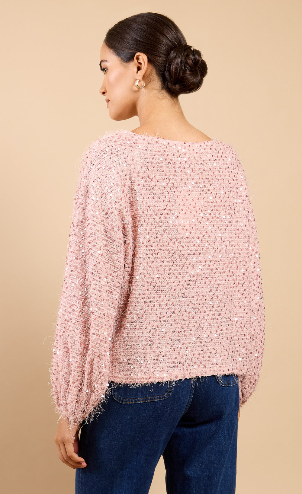 Mireille Dusty Pink Sequin Eyelash Jumper