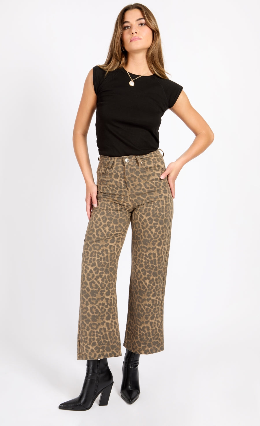 Leopard Print Denim Jeans