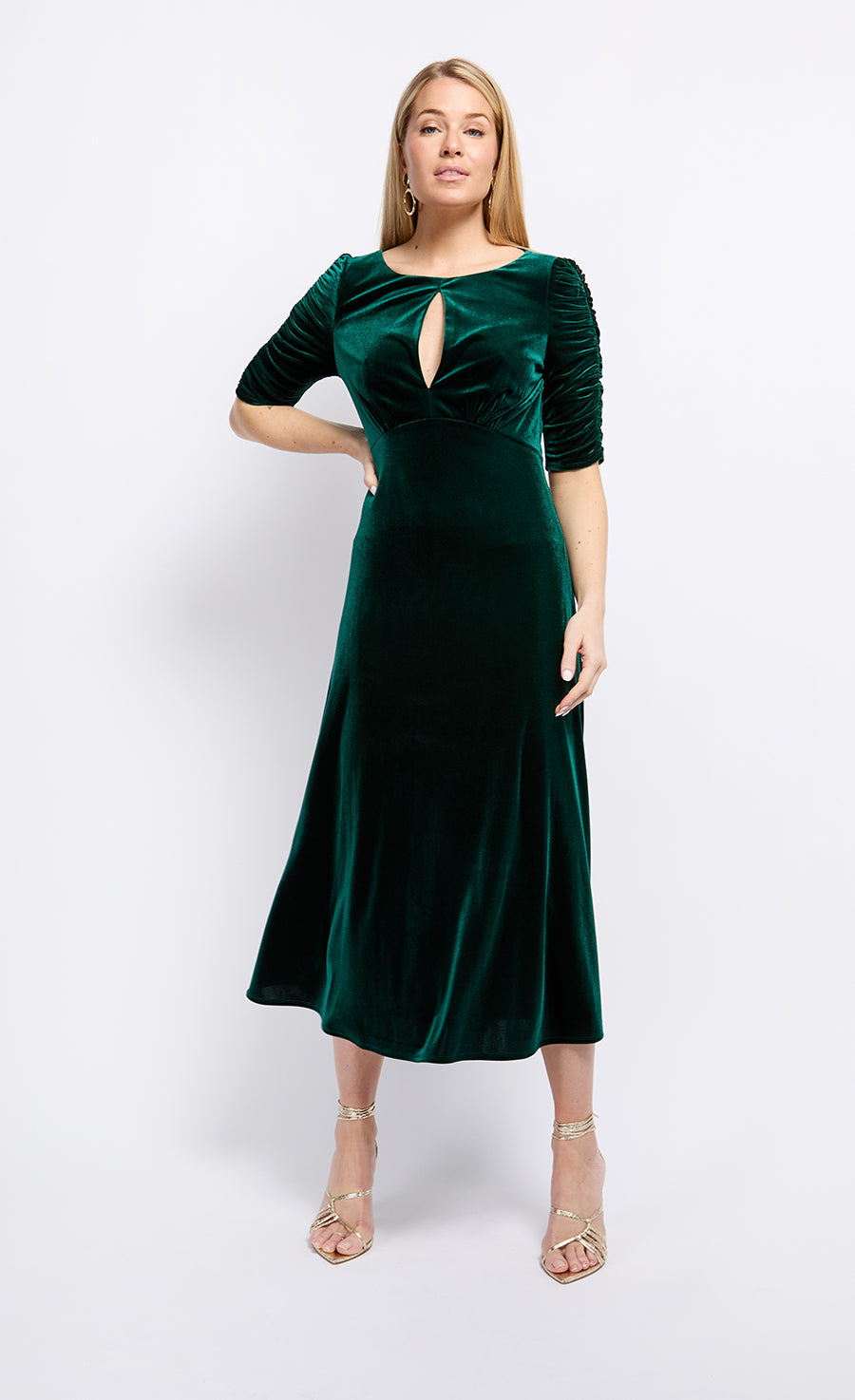 Green Velvet Keyhole Midaxi Dress