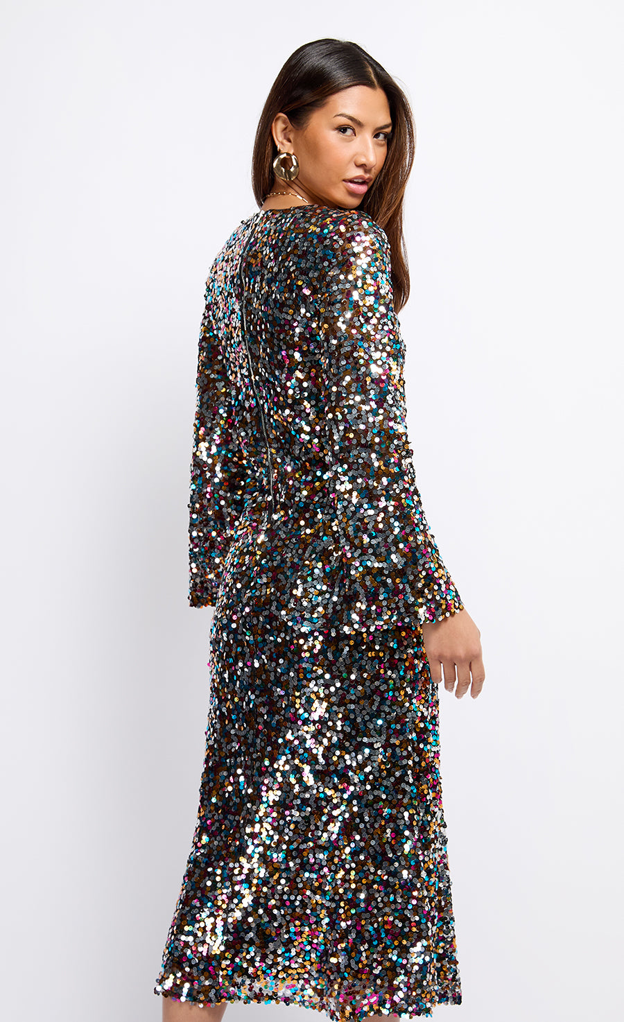 Multi Sequin Midaxi Dress