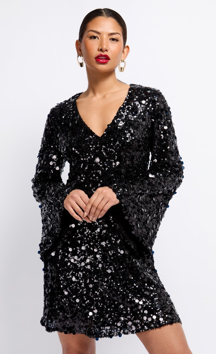 Black Sequin Mini Dress