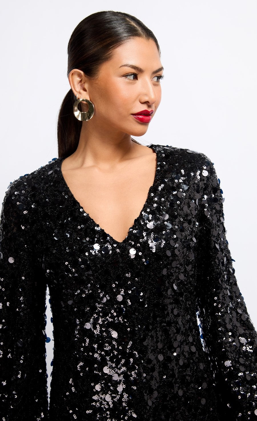Black Sequin Mini Dress