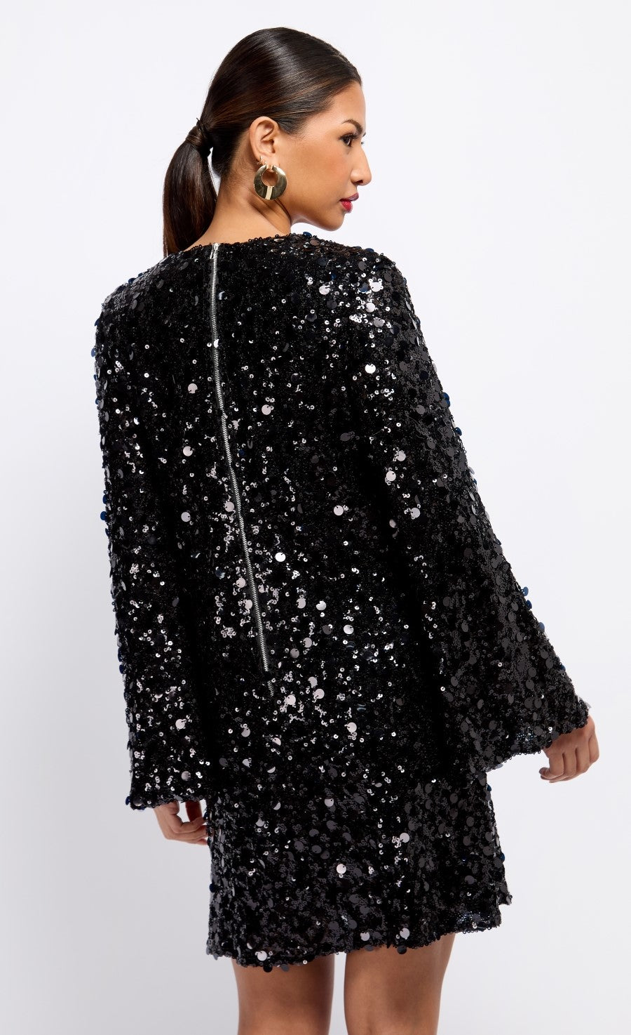 Black Sequin Mini Dress