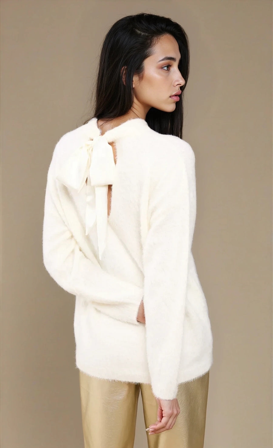 Oyster Soft Jumper with Bow Detail by Vicky Pattison