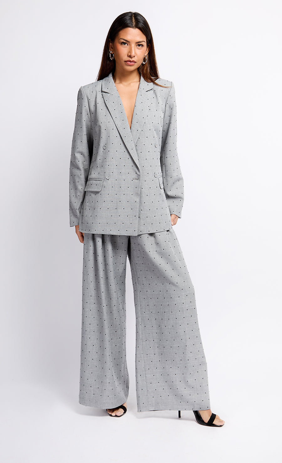 Grey and Black Diamanté Trousers