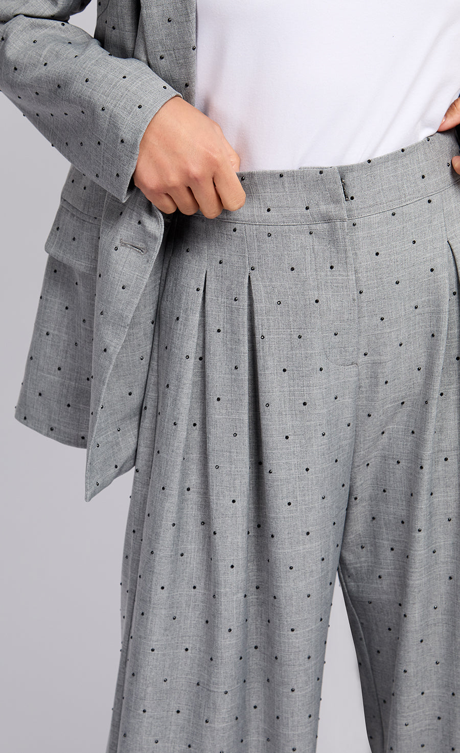 Grey and Black Diamanté Trousers