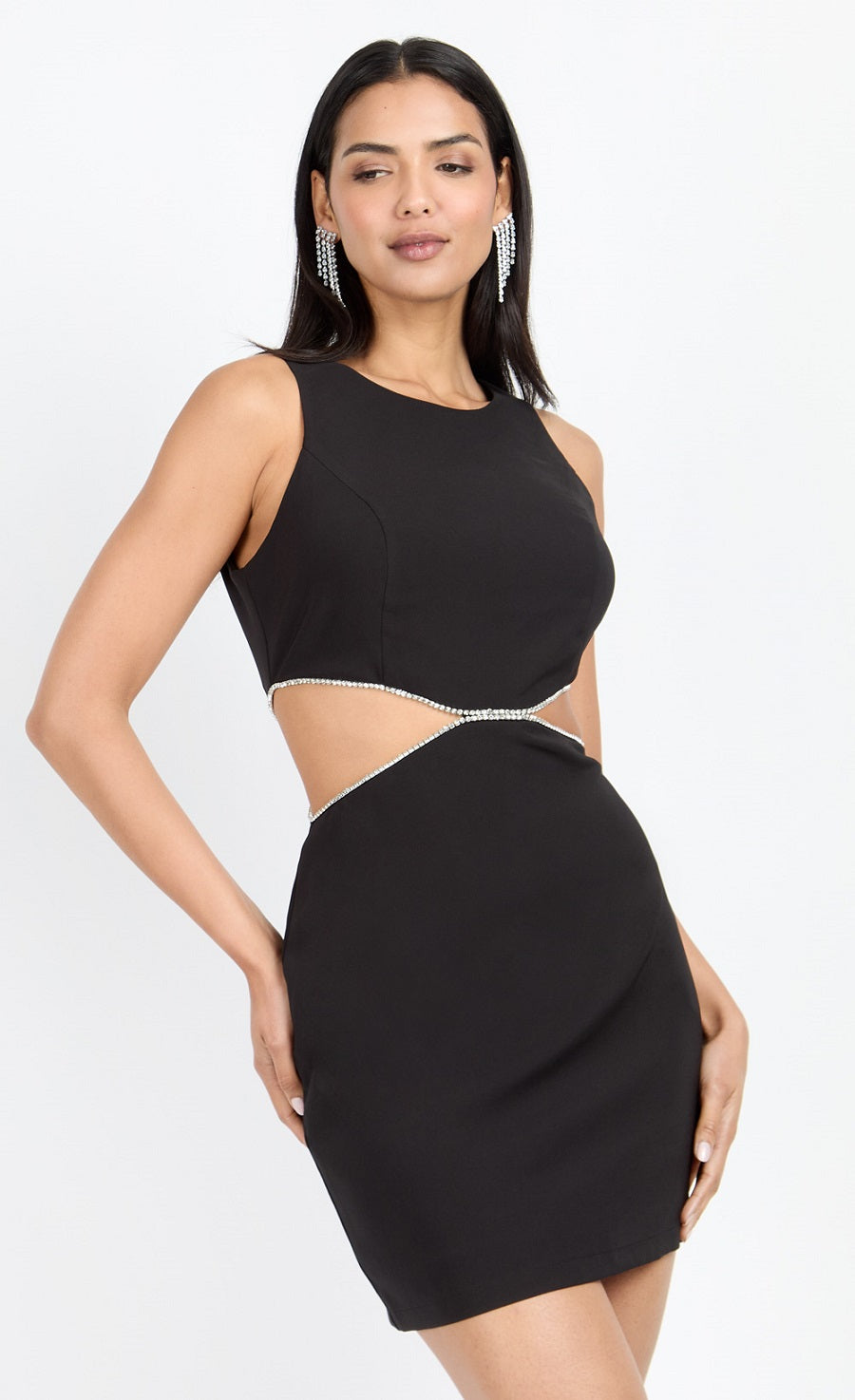 Black Diamant Cut-Out Mini Dress by Chloe Lewis Black Diamant Cut-Out Mini Dress by Chloe Lewis