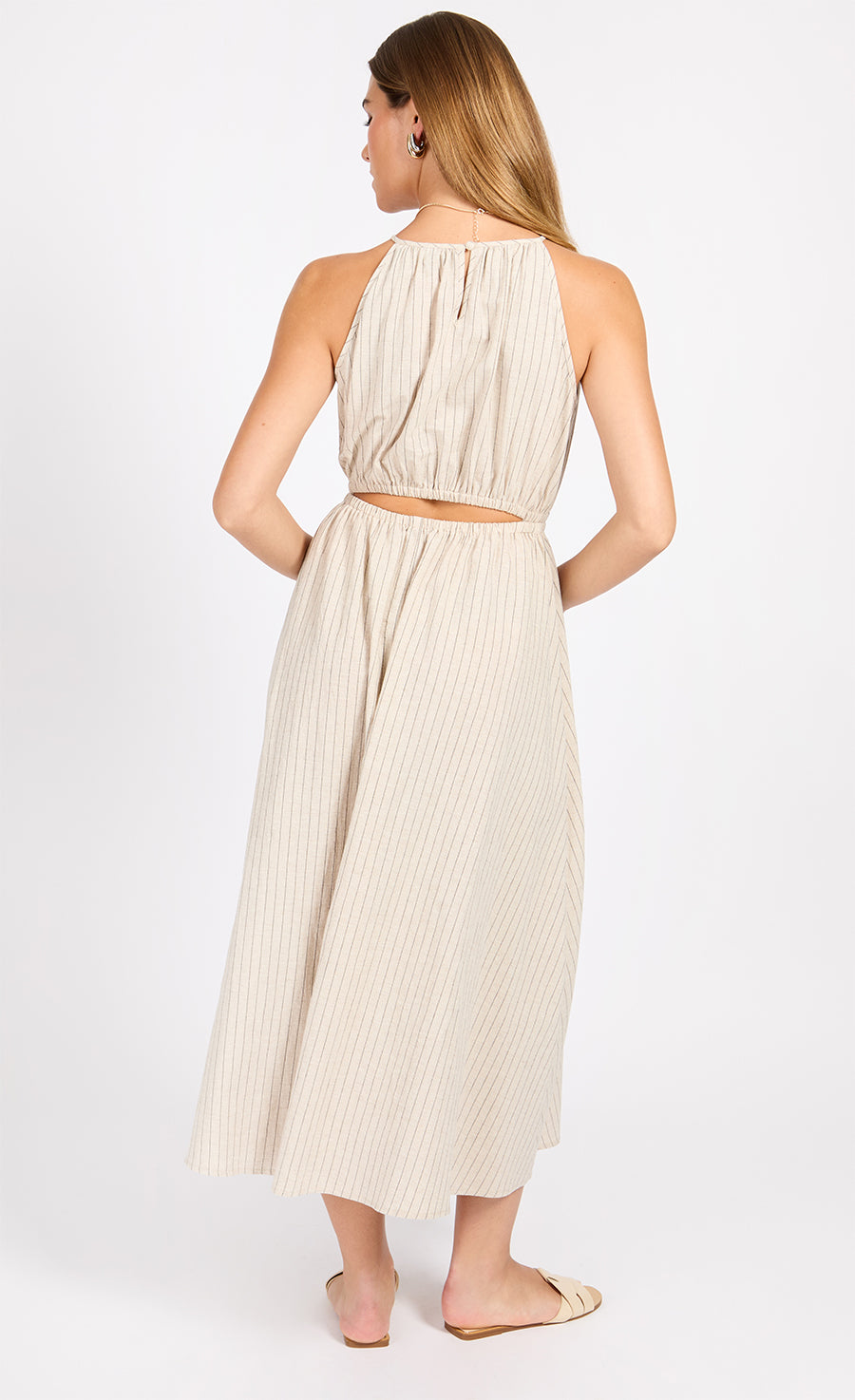 Striped Cotton Midaxi Dress