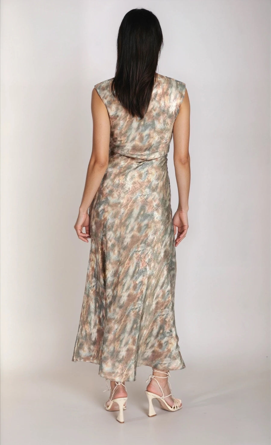Sage Blur Print Maxi Dress