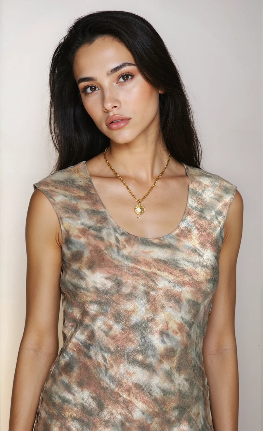 Sage Blur Print Maxi Dress