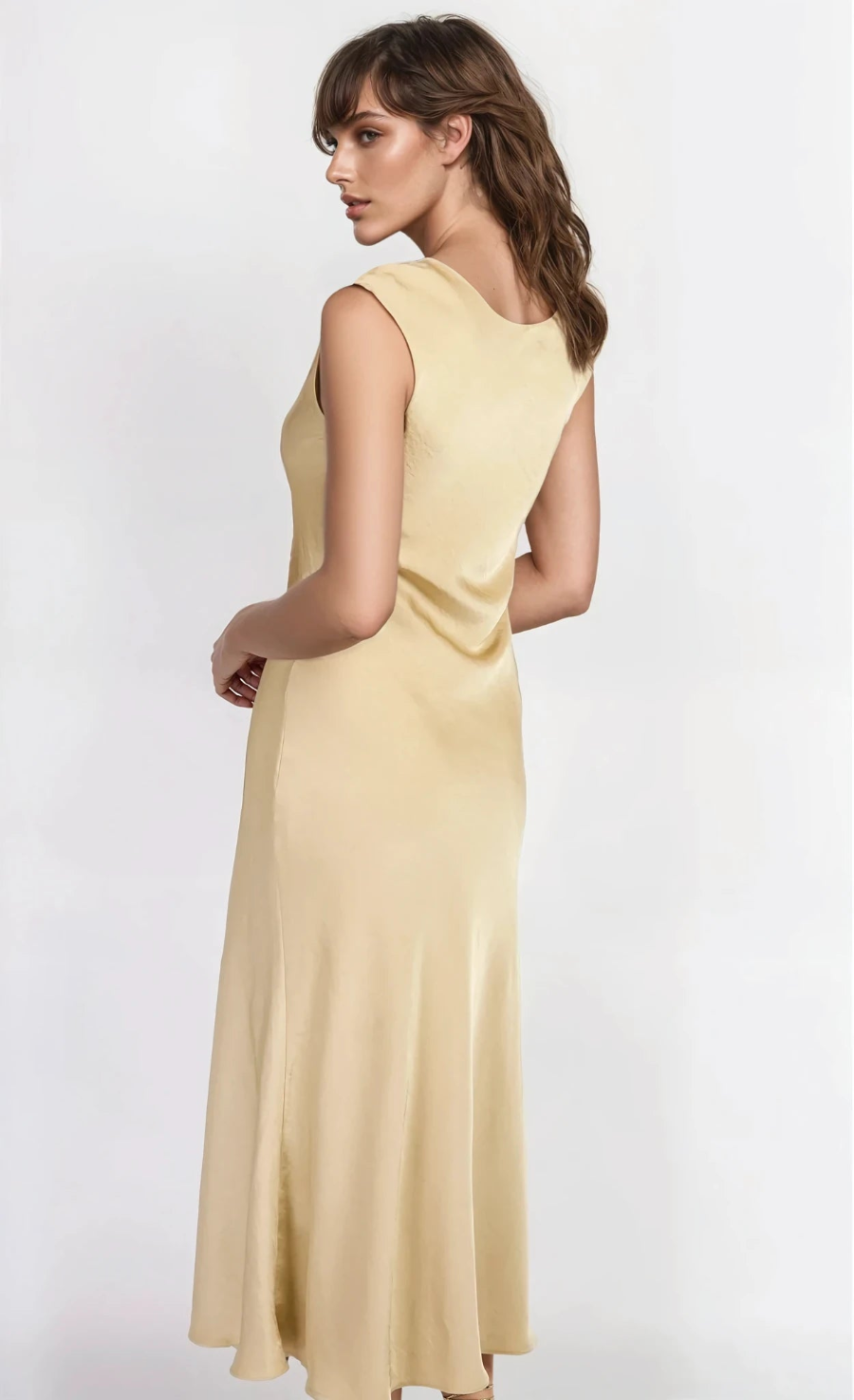 iSKA Champagne Satin Scoop Midaxi Dress