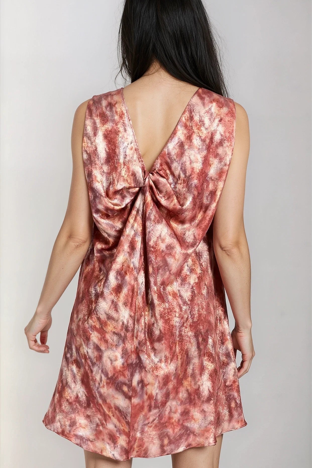 Blur Print Satin Mini Dress