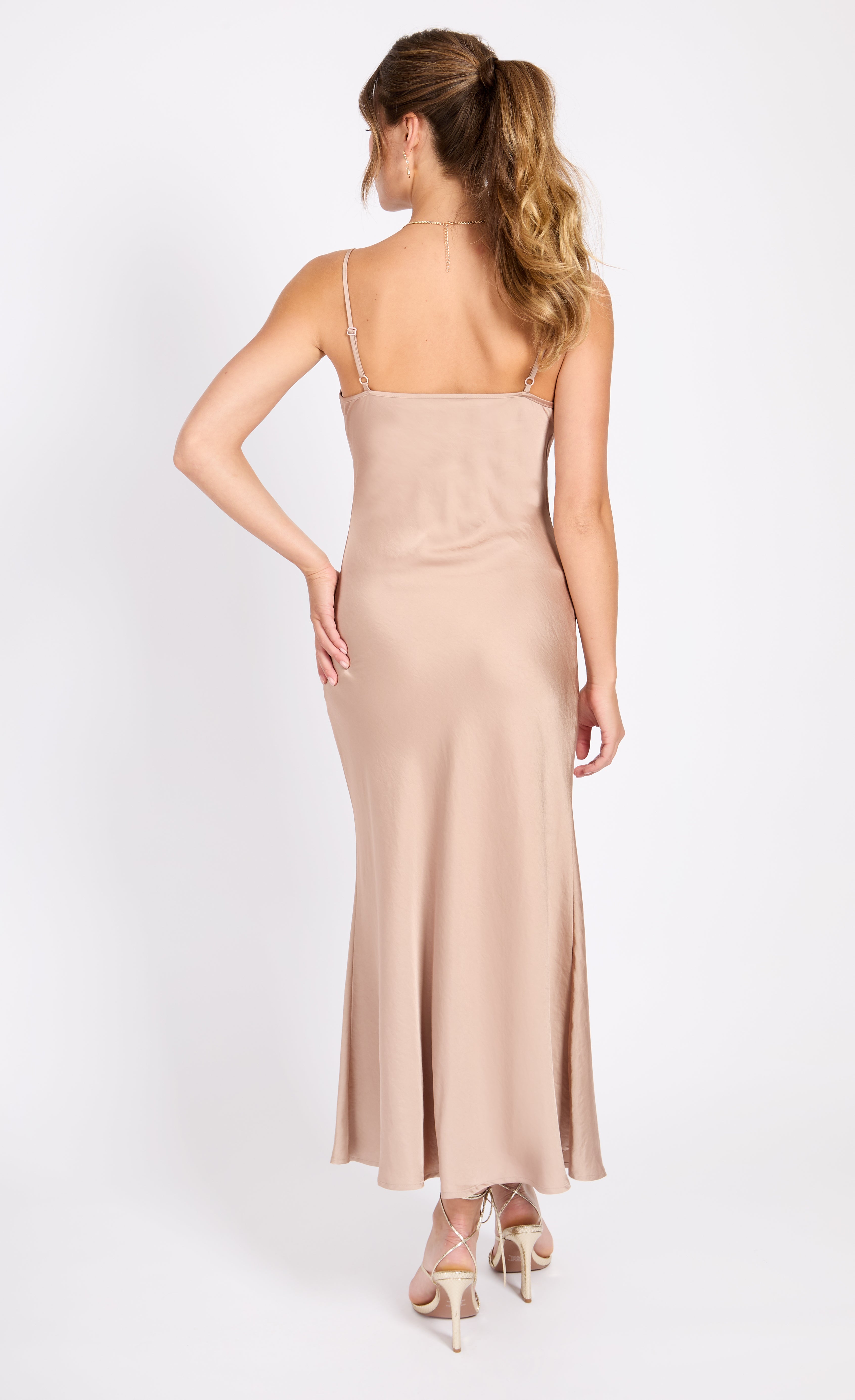 Champagne Satin Maxi Dress