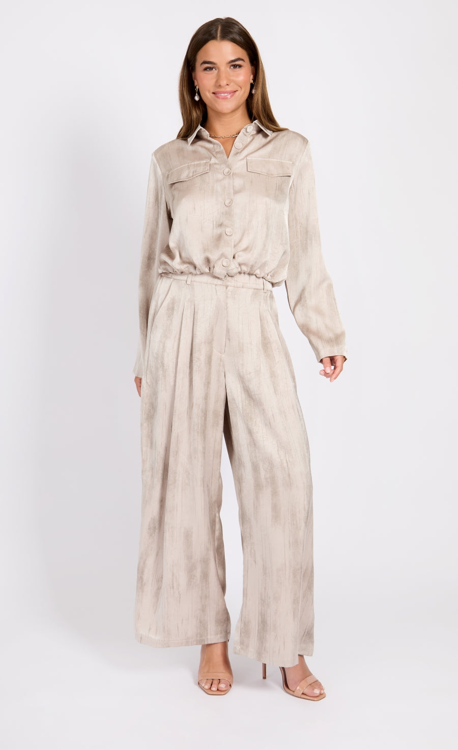 Oyster Satin Trousers by Chloe Lewis