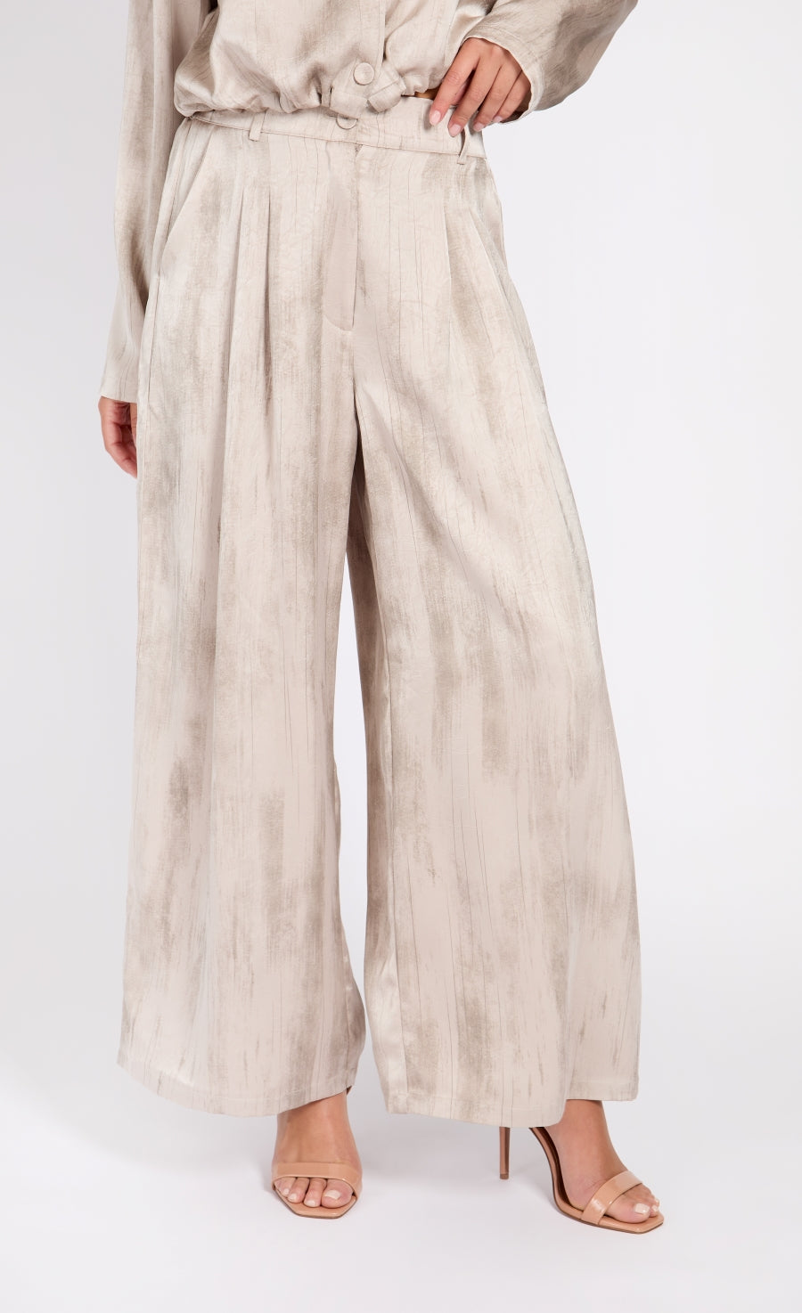 Oyster Satin Trousers by Chloe Lewis