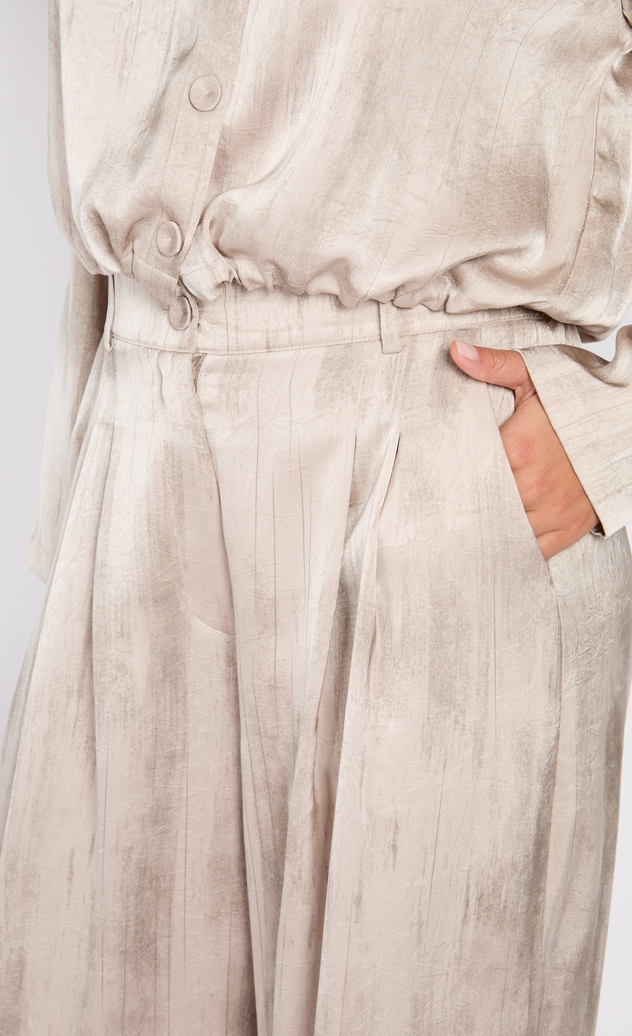 Oyster Satin Trousers by Chloe Lewis