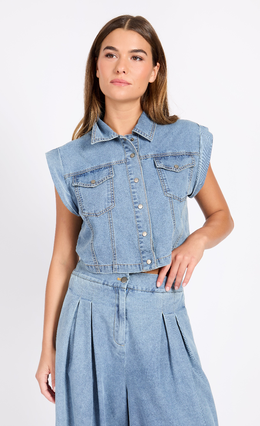 Blue Sleeveless Denim Waistcoat