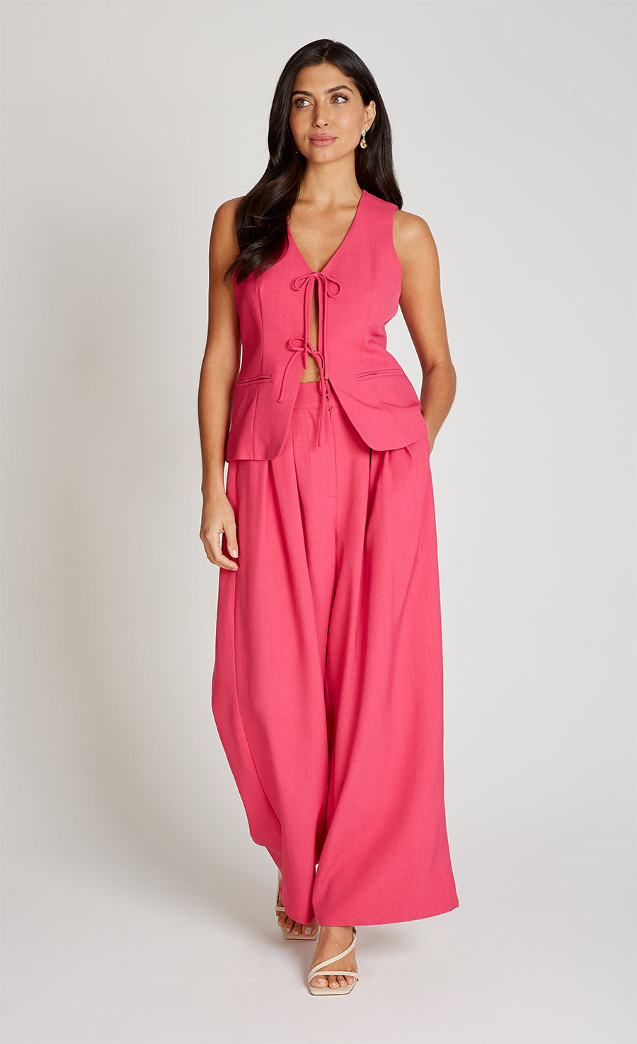 Pink Tie Up Waistcoat