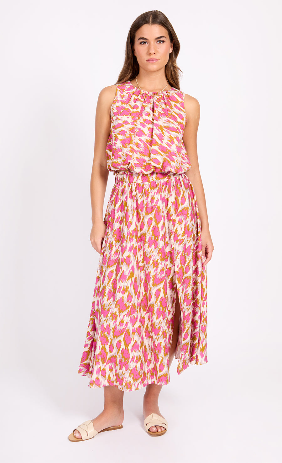 Multi Print Round Neck Top