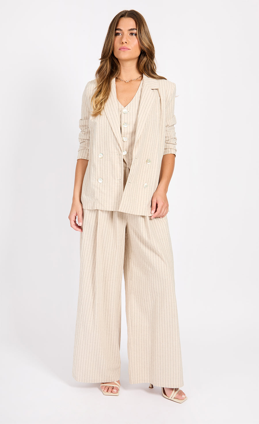 Striped Blazer With Linen