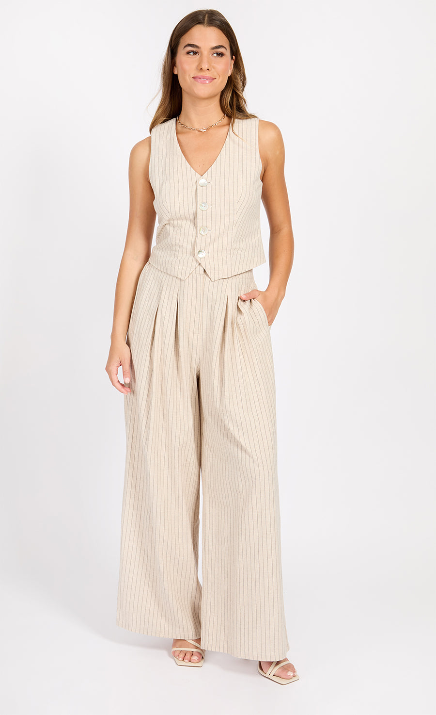 Striped Waistcoat With Linen