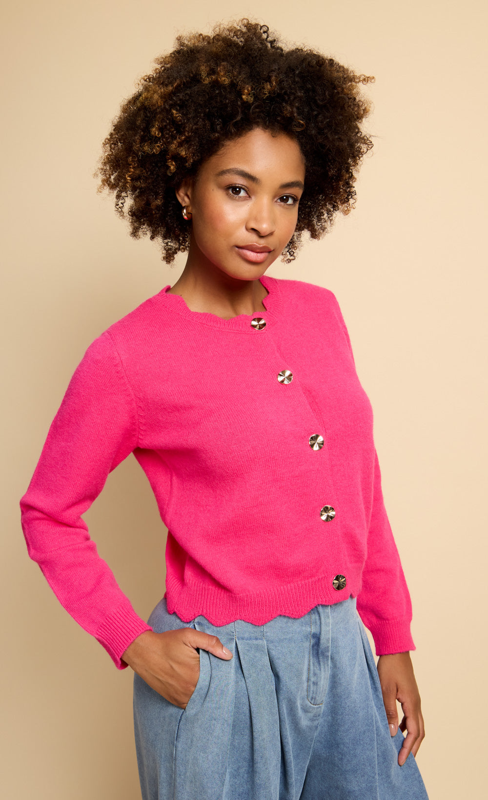 Pink Knitted Cardigan