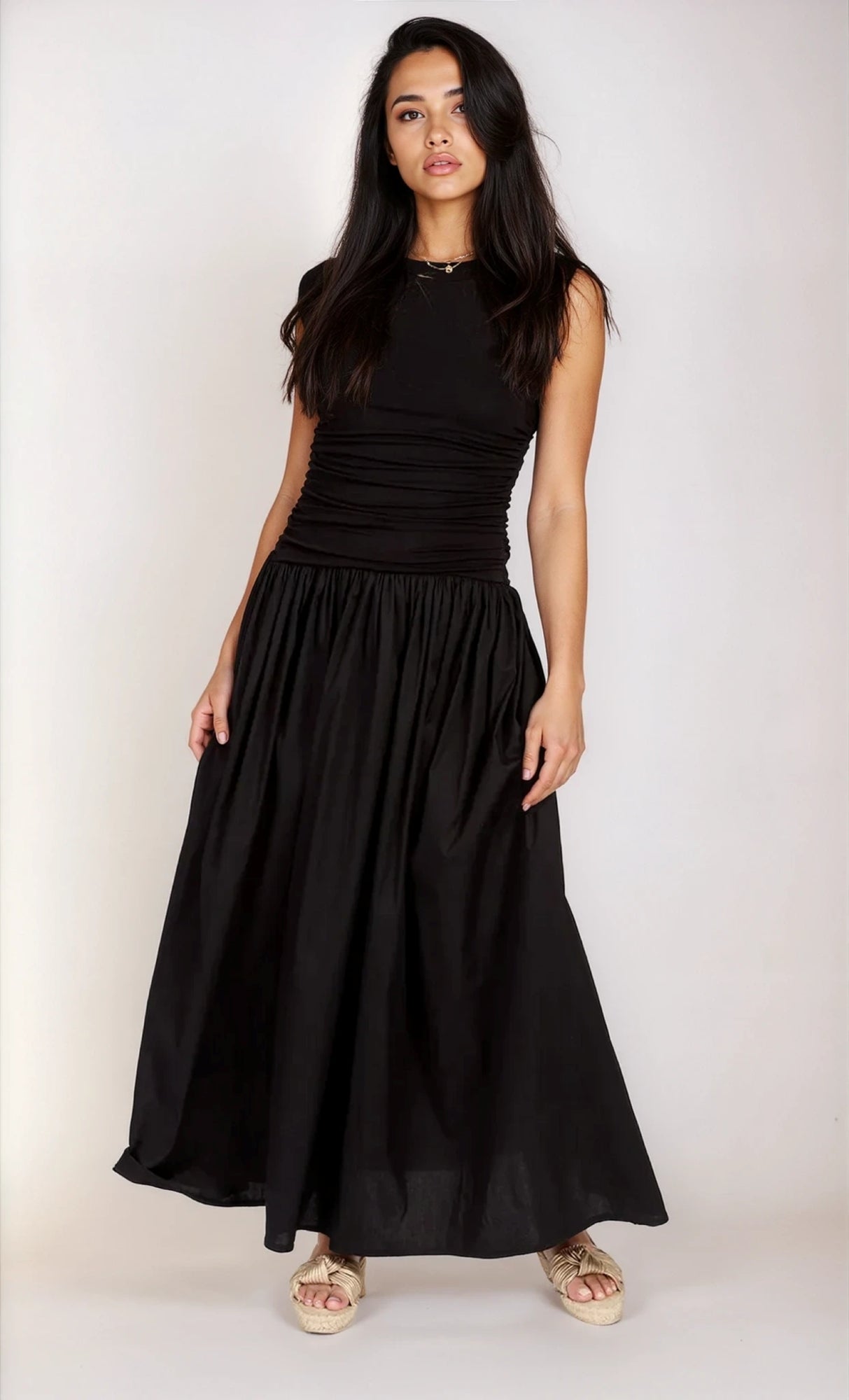 Black Cotton Maxi Dress