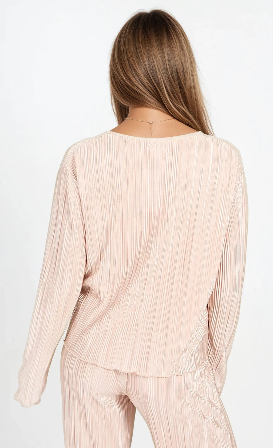 Champagne Plisse Top