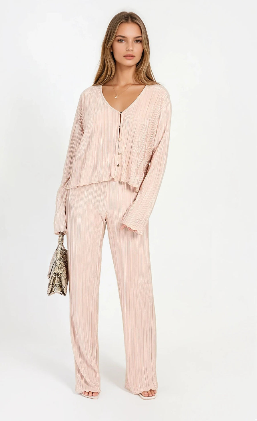 Champagne Plisse Top