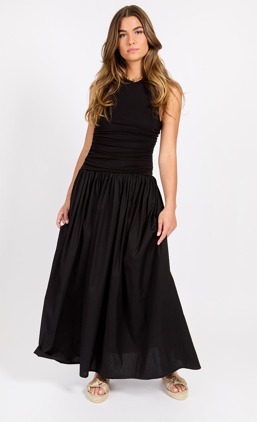 Black Cotton Maxi Dress
