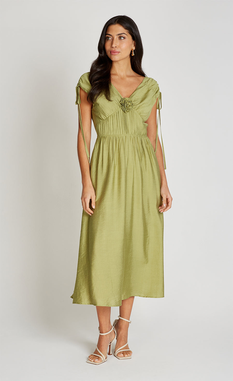 Lime Rosette Midaxi Dress