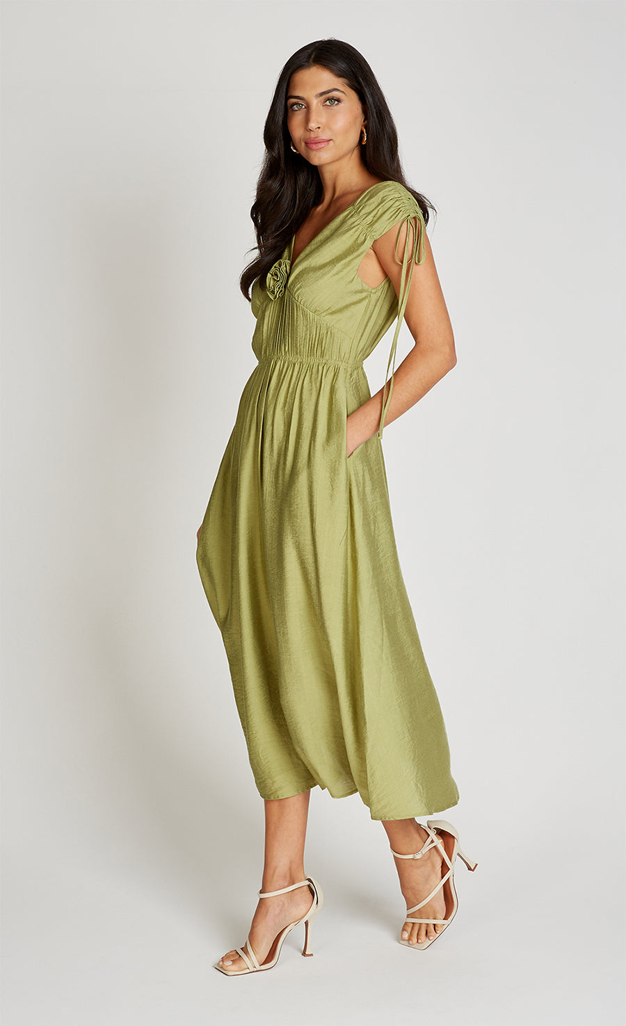 Lime Rosette Midaxi Dress