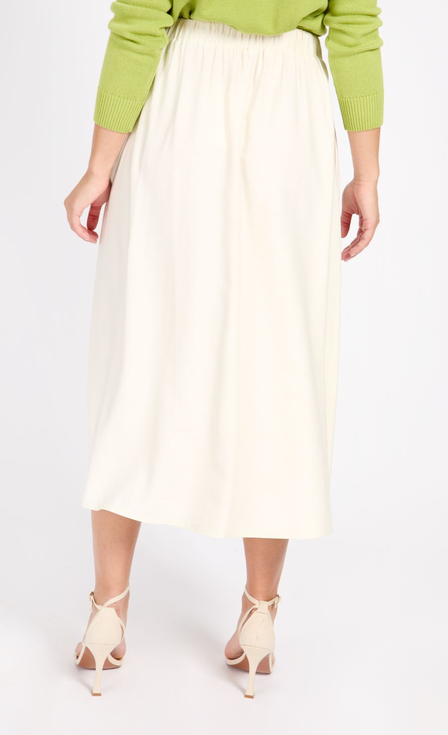 Cream Midaxi Skirt With Linen