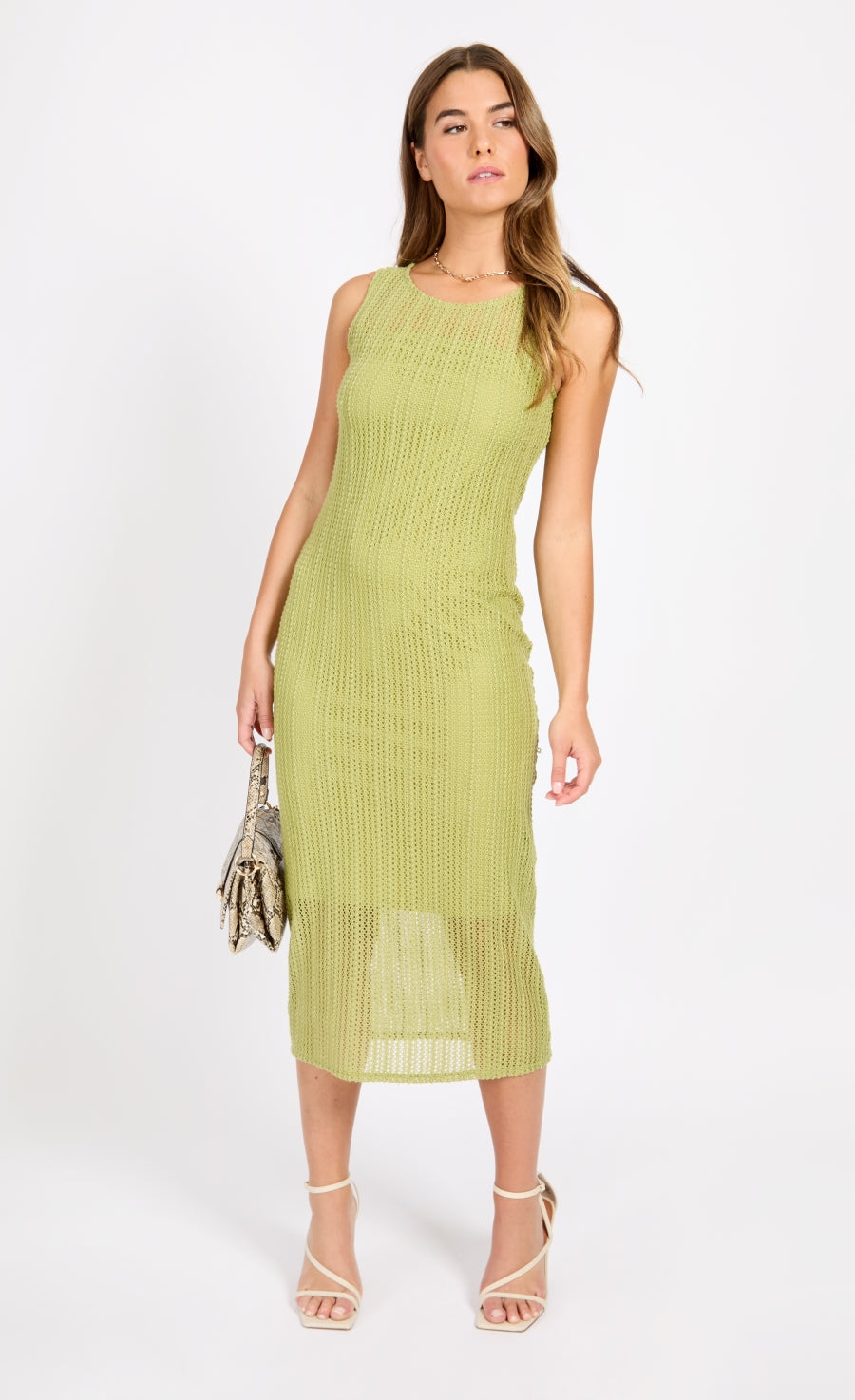 Lime Crochet Midaxi Dress