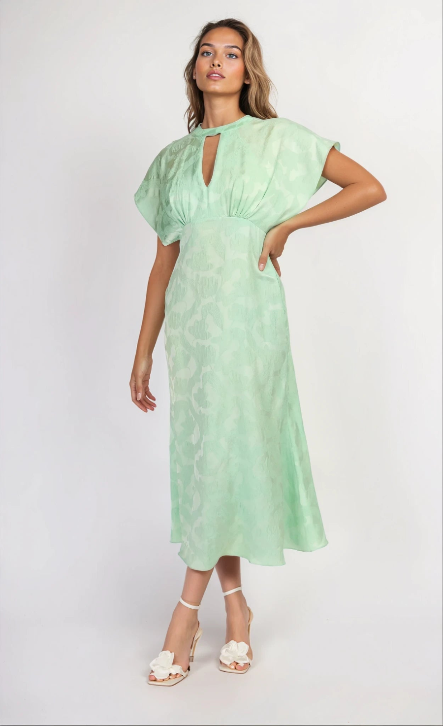 iSKA Sage Floral Jacquard Midaxi Dress