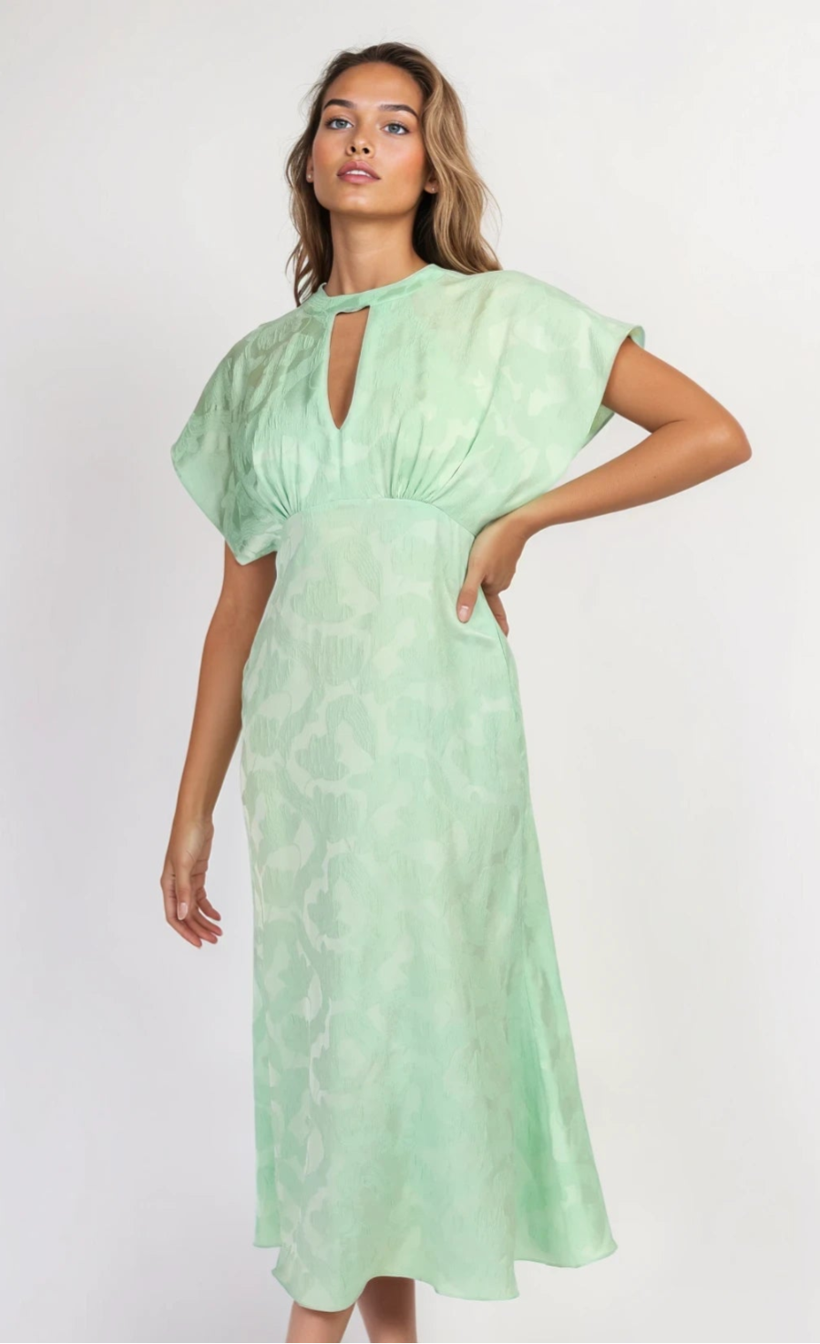 iSKA Sage Floral Jacquard Midaxi Dress